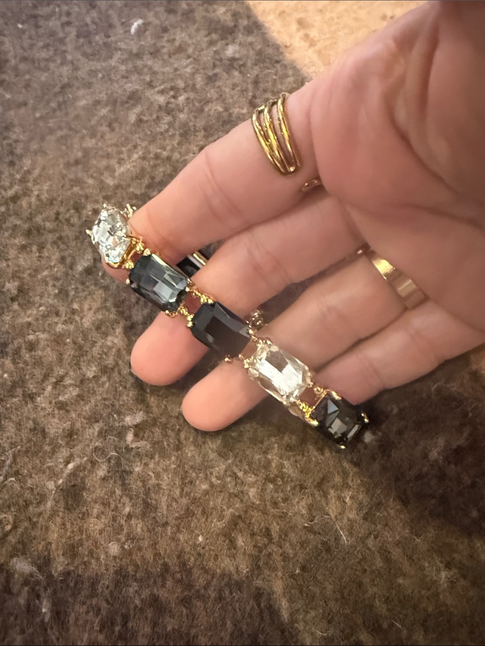 Black and Clear Stretch Bracelet